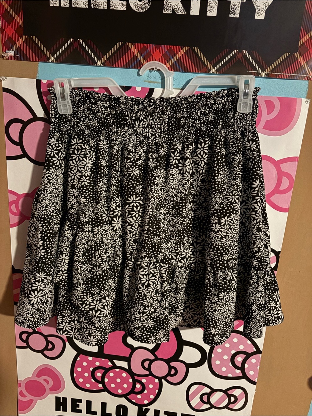 Streetwear Society Black and White Floral Circle Skirt